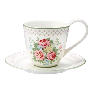 Aurealia White cup with saucer fra GreenGate - Tinashjem