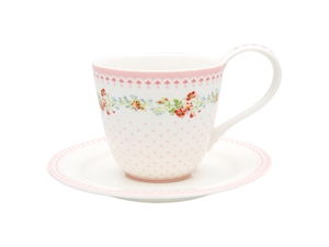 Sinja White cup and saucer fra GreenGate - Tinashjem