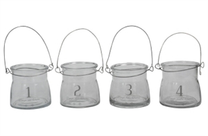 Adventsstager glas med tallene 1 - 4 fra Ib Laursen - Tinashjem